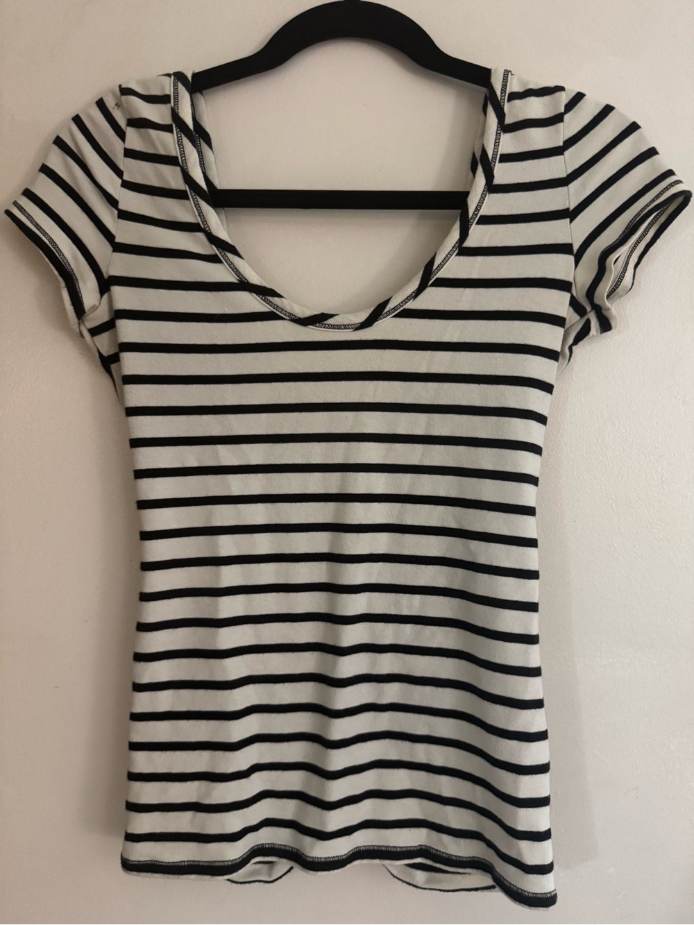 Victoria's Secret Black & White Striped Scoop Neck Tee
